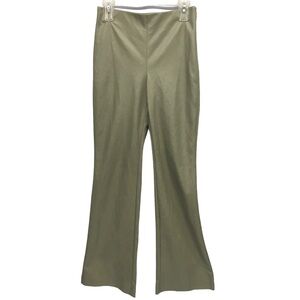 Wilfred Aritzia Sage Green Vegan Leather Flare Leg Pants Misses size 6